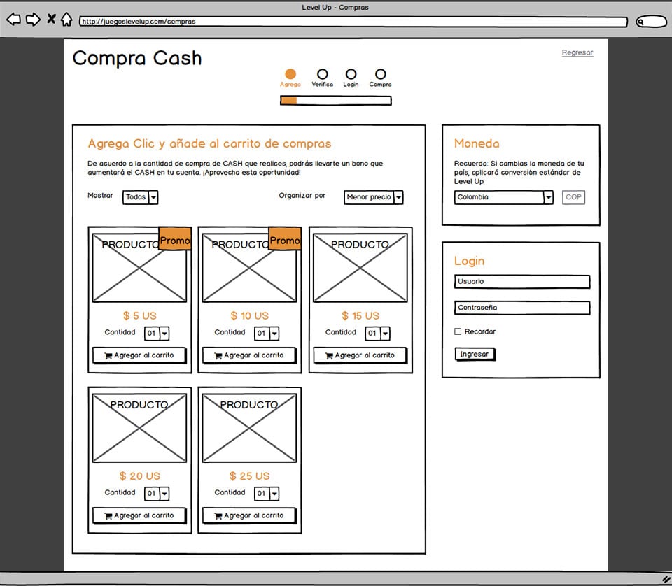 level up - wireframe